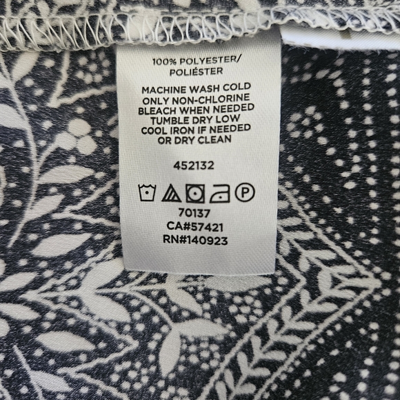 LOFT Black & White Paisley Border Print Midi Dress | Boho Chic Mod Shift - Picture 4 of 6